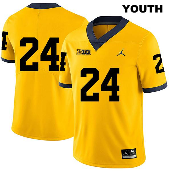 Youth NCAA Michigan Wolverines Lavert Hill #24 No Name Yellow Jordan Brand Authentic Stitched Legend Football College Jersey NX25J50HH
